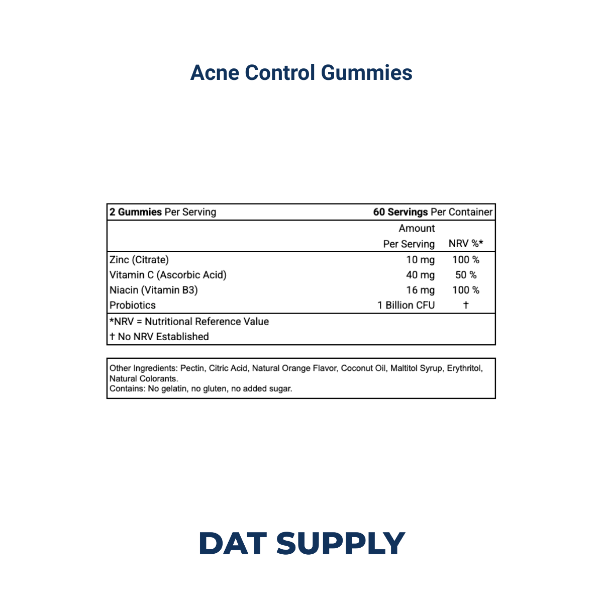 Acne Control Gummies White Label Formula – Zinc, Niacin & Probiotics