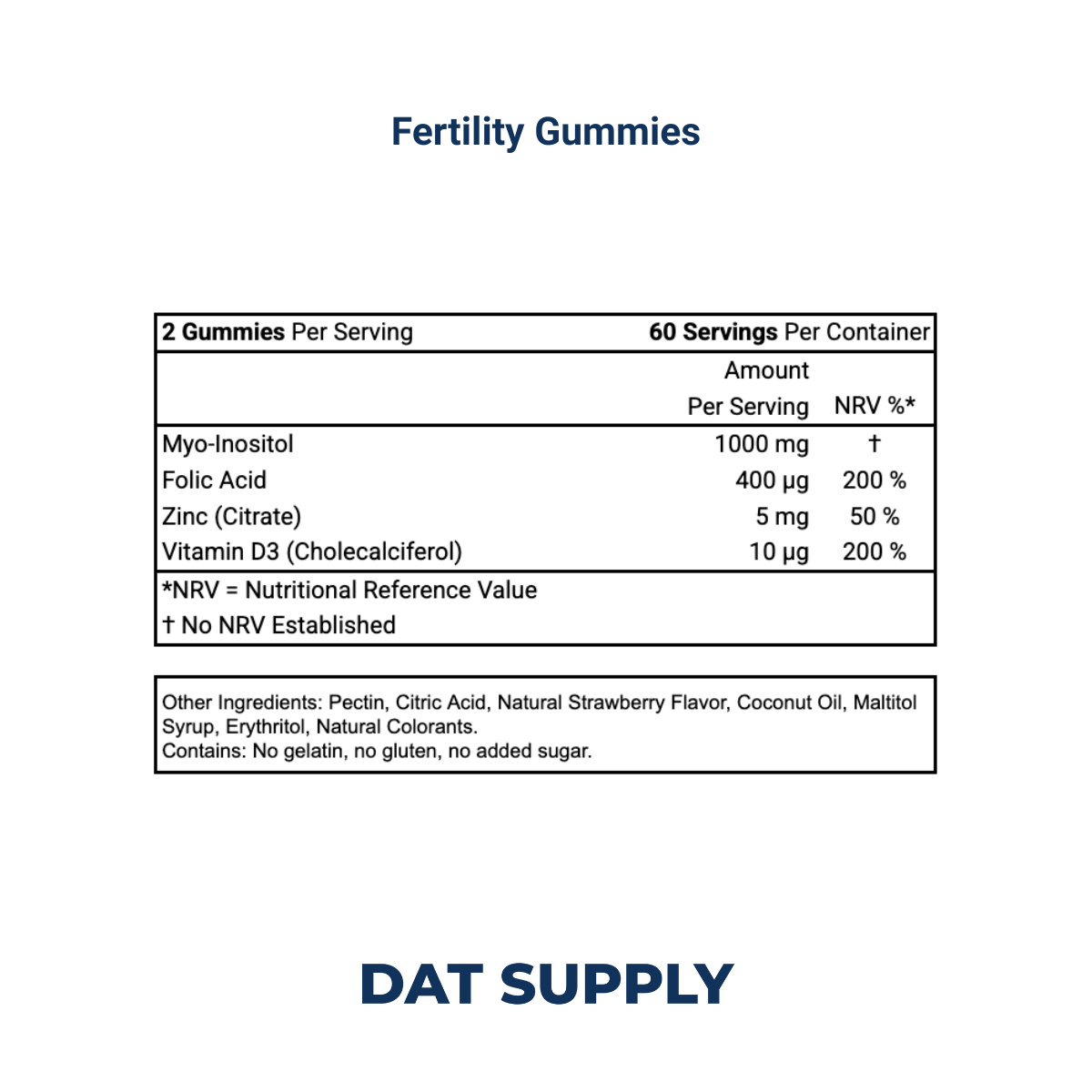 Fertility Gummies White Label Formula – Myo-Inositol + Folic Acid | DAT Supply